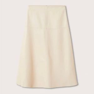 Mango 100% leather midi skirt